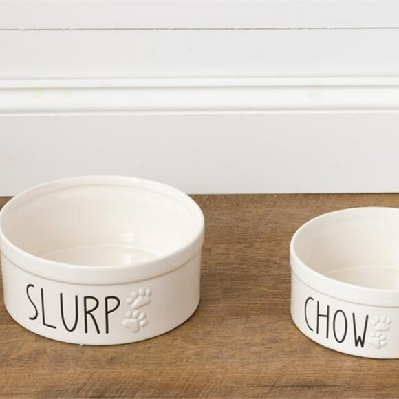New Dog ceramic Feeding Bowls - Slurp and Chow - Picture 1 of 1